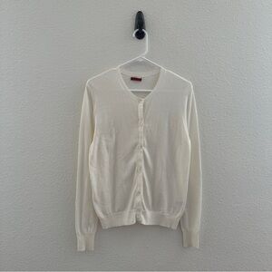 6397 Silk Cotton V-Neck Cardigan - Quiet Luxury Minimalist - M